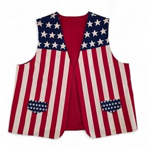 Handmade Americana USA Flag Vest Patriotic July 4th Graphic Retro Style Unisex